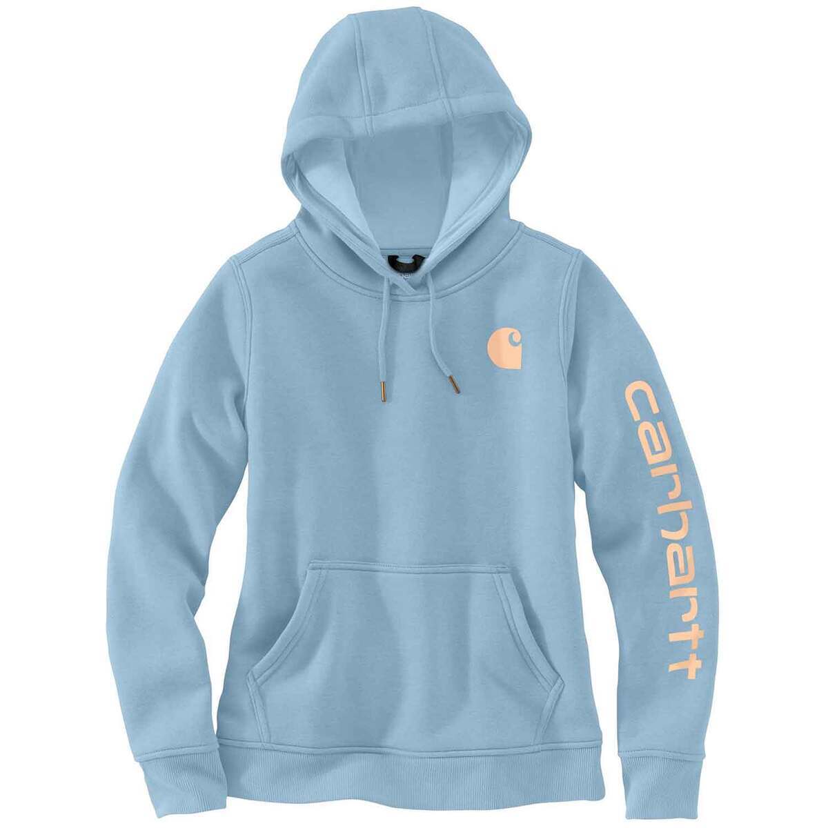 Carhartt Women's Relaxed Fit Midweight Logo Sleeve Graphic Casual Hoodie -  Moonstone - XXL - Moonstone XXL