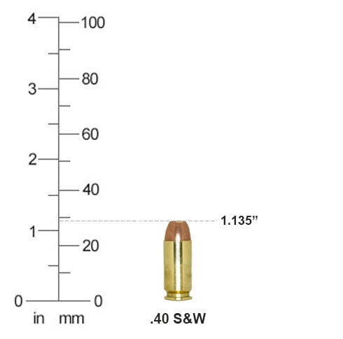 .40 caliber bullet size chart
