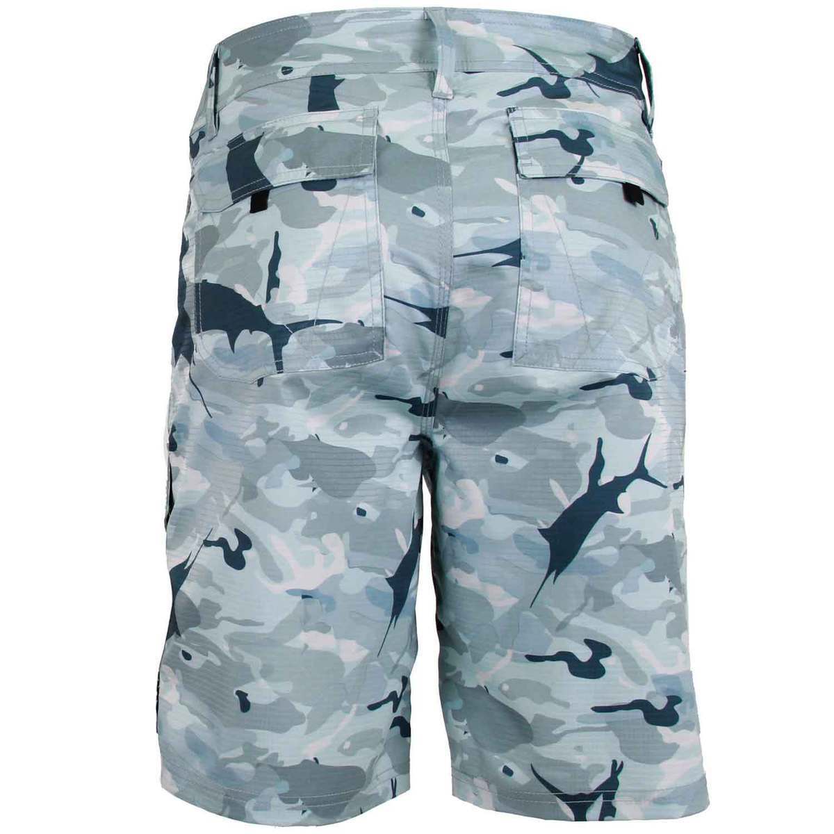 AFTCO Men's Tactical Camo Active Fit Fishing Shorts - Gray Camo - 32 ...