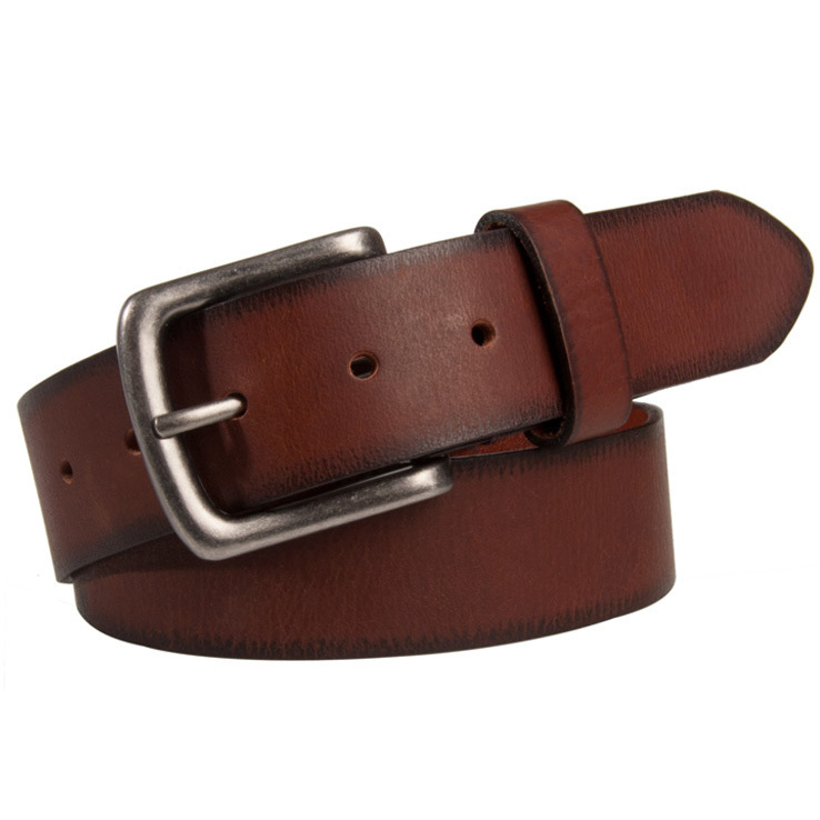 American Endurance Men's Full Grain Leather Edge Burnished Belt with ...