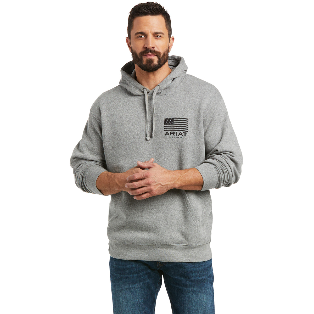 Ariat Men's Basic Graphic Casual Hoodie - Light Gray - L - Light Gray L ...