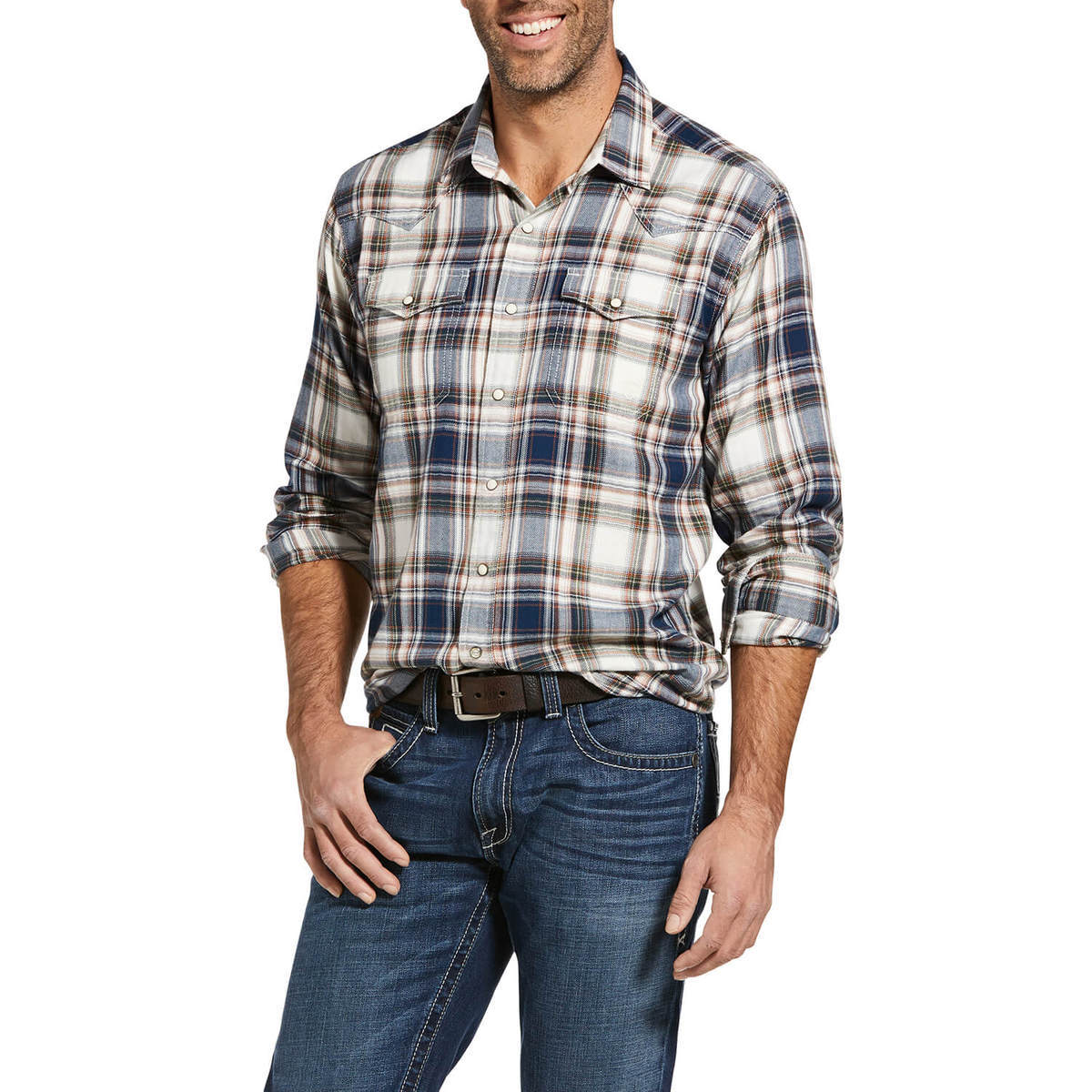 Ariat Men's Hollister Retro Long Sleeve Shirt - Multi Plaid - L - Multi Plaid L | Sportsman's 