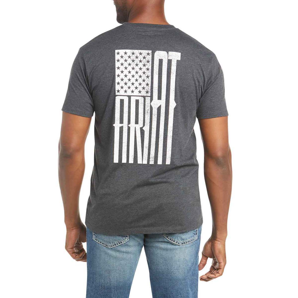 Ariat Men's US Of A Short Sleeve Casual Shirt - Charcoal - L - Charcoal ...