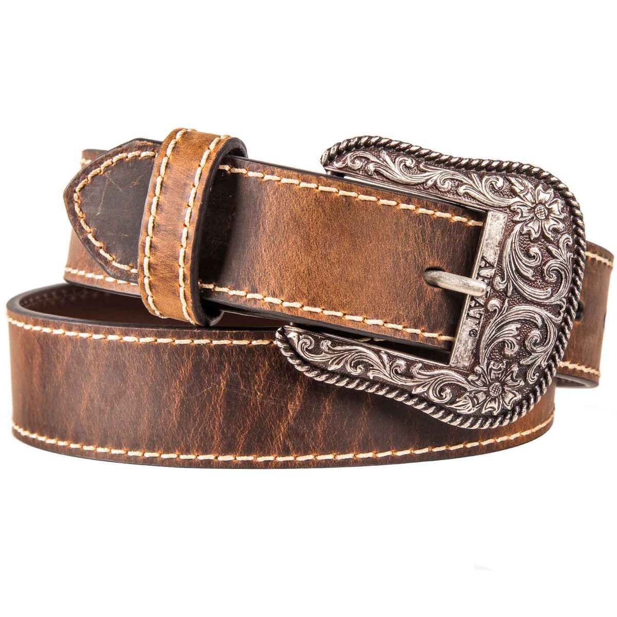 Le Camp brown leather belt contrast stitching