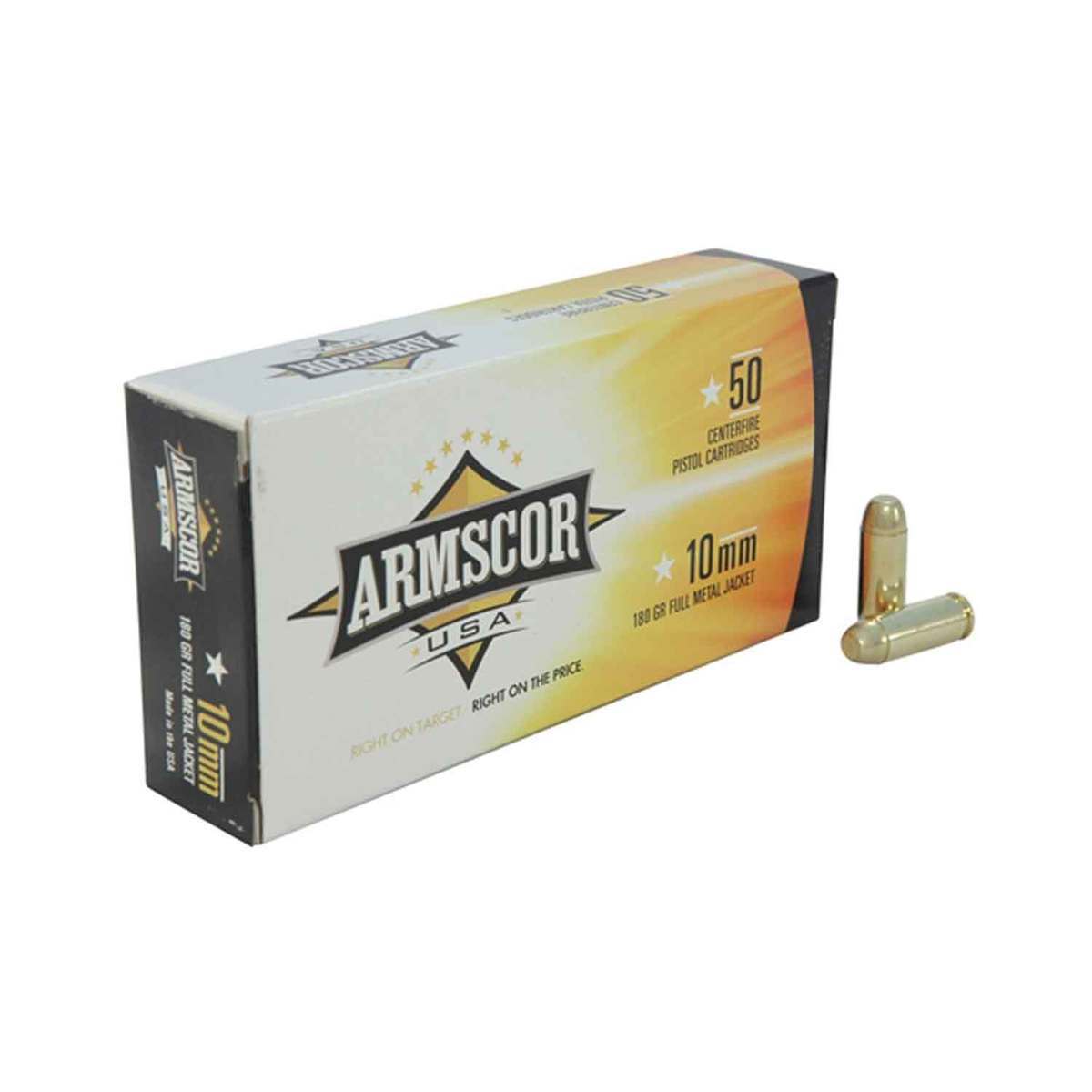 Armscor 10mm Auto 180gr Fmj Handgun Ammo 50 Rounds Sportsmans Warehouse 7558