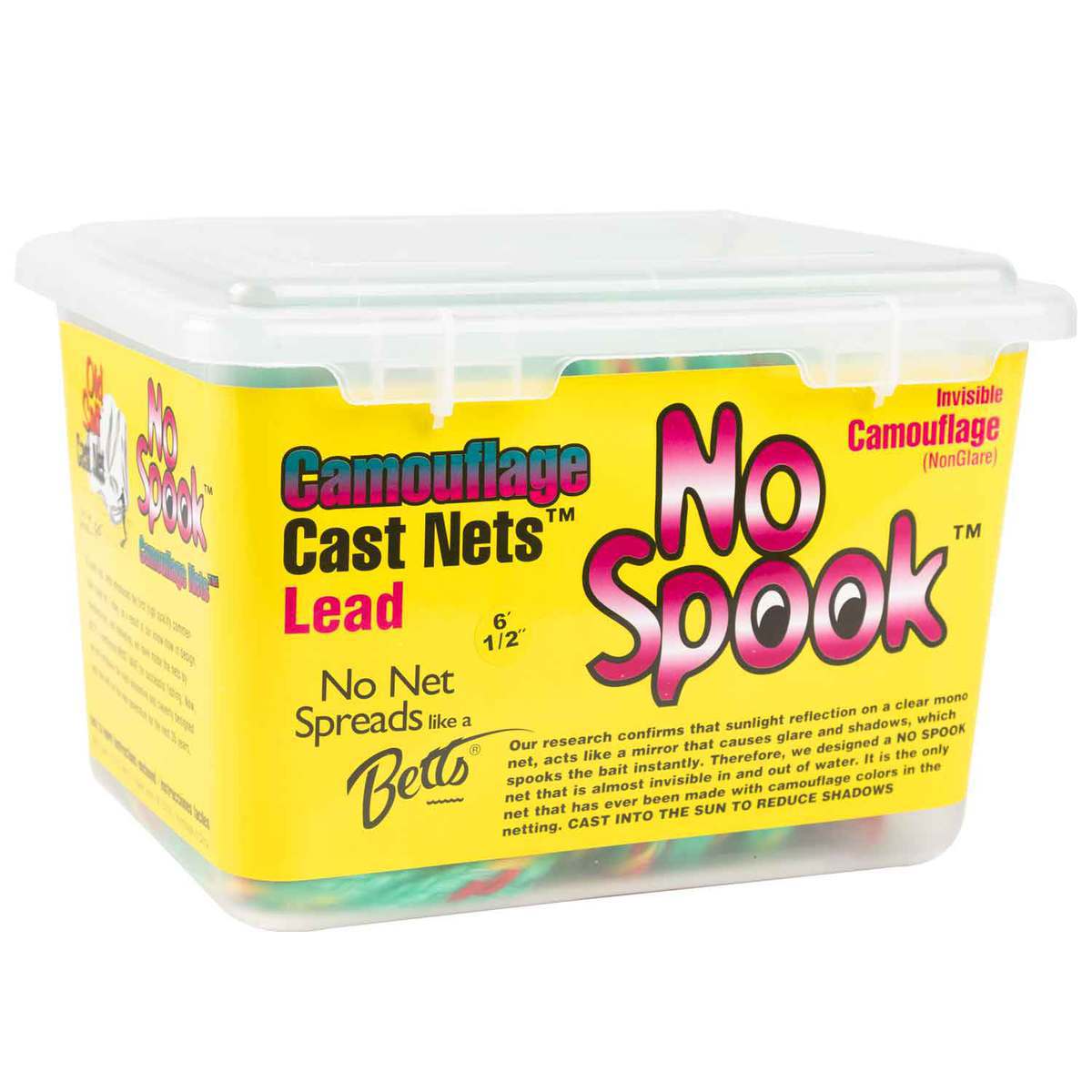 Betts No Spook Cast Net - Camouflage, 6ft Radius, 1/2in Mesh