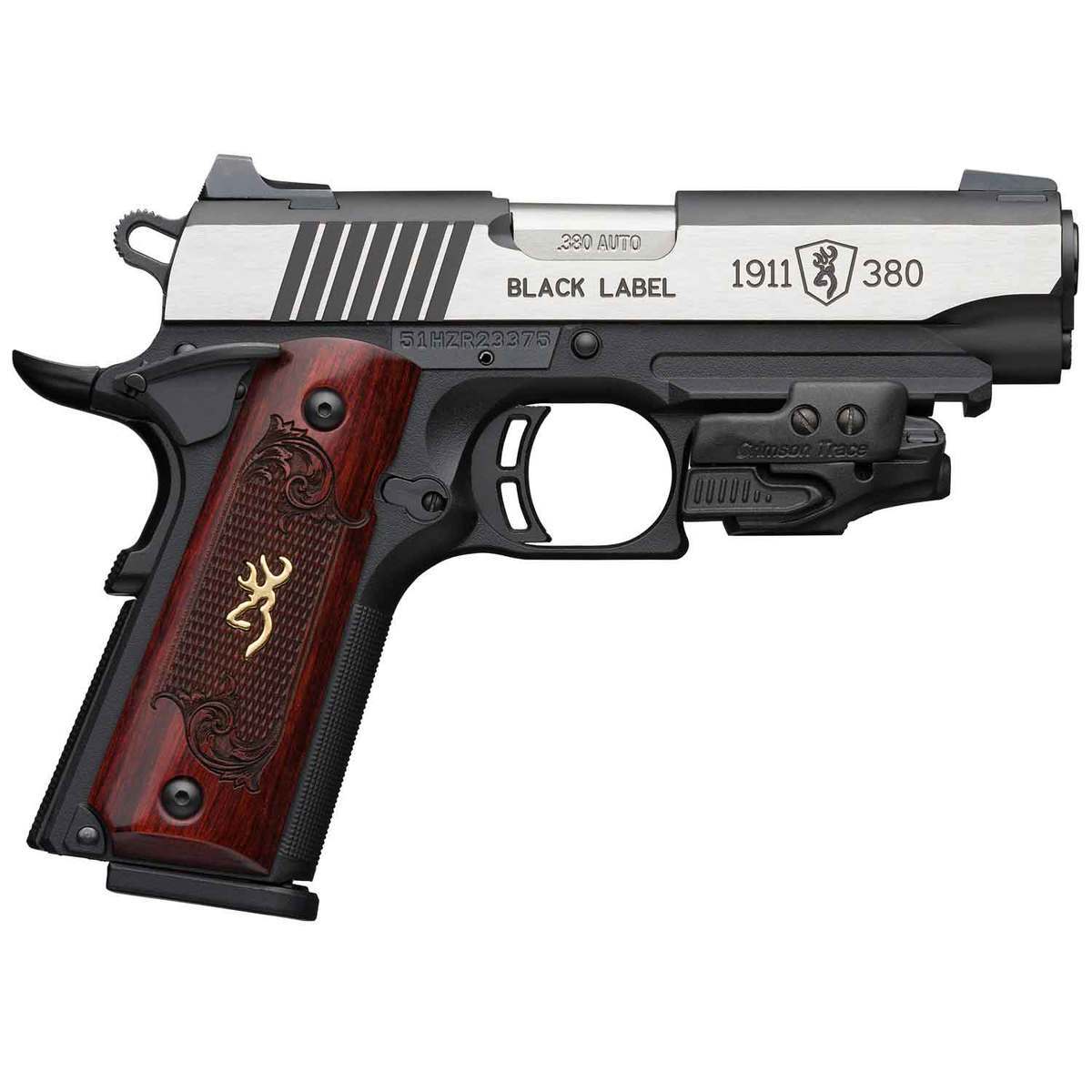 Browning 1911 380 Black Label Medallion Laser 380 Auto Acp 425in Stainlessblack Pistol 81 6208