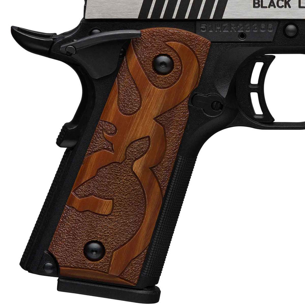 Browning 1911 380 Black Label Medallion Logo Grips 380 Auto Acp 425in Stainlesswood Pistol 8499