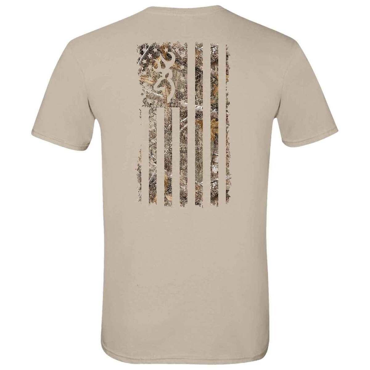 Browning Men's Realtree Edge Flag Short-Sleeve Casual Shirt - Sand M by Sportsman's Warehouse