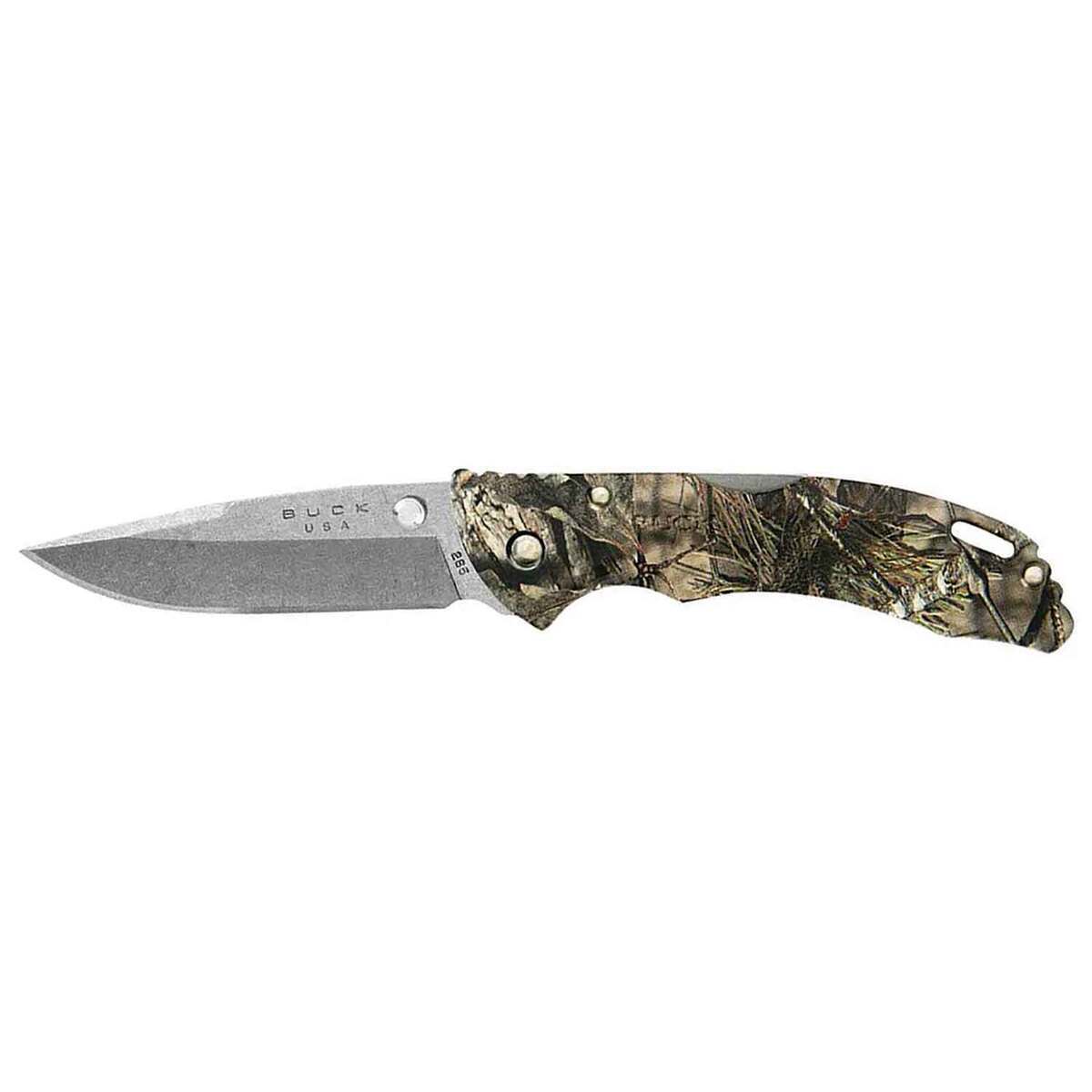 Mossy Oak 3 Piece Wood Finish Stainless Steel Knife Set with Leather  Sheath, Brown 