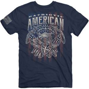 Buck Wear Men's Patriotic American Short Sleeve Shirt - Navy - M