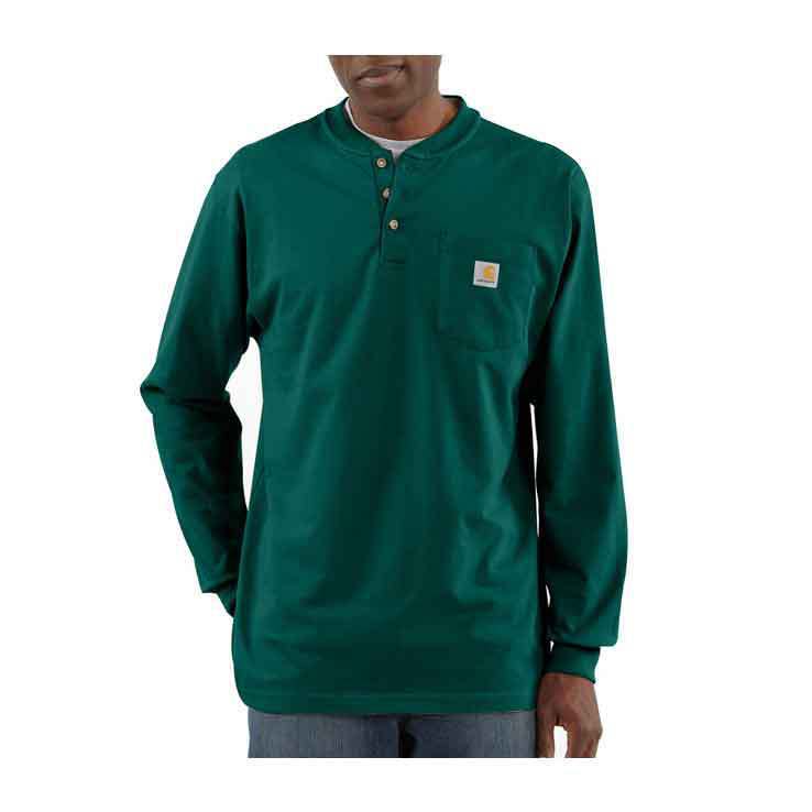Carhartt Men's K128 Henley Workwear Long Sleeve Shirt - Hunter Green ...
