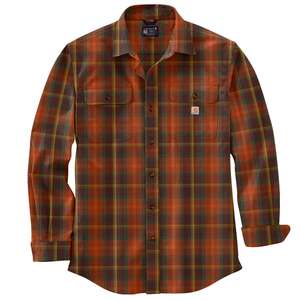 Carhartt Men's Flannel Plaid Long Sleeve Work Shirt - Burnt Sienna - XL