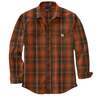 Carhartt Men's Flannel Plaid Long Sleeve Work Shirt - Burnt Sienna - XL - Burnt Sienna XL