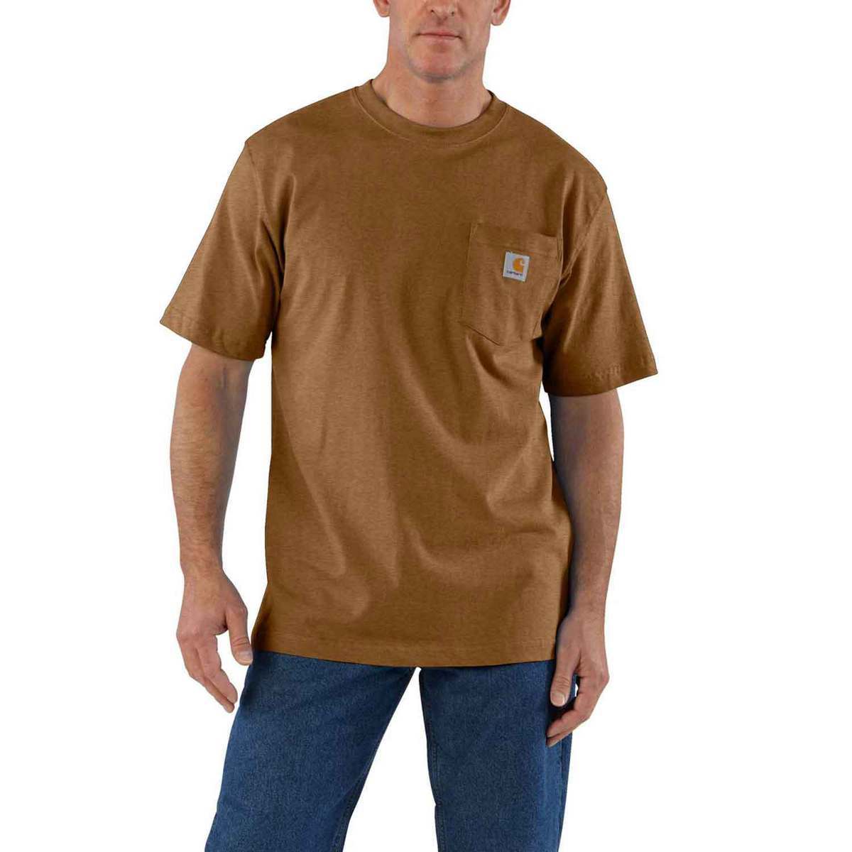 Carhartt Men's K87 Short Sleeve Work Shirt - Carhartt Brown - M ...