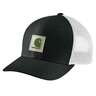 Carhartt Rugged Flex Twill Mesh-Back Logo Patch Trucker Hat - Black/Arborvitae - One Size Fits Most - Black/Arborvitae One Size Fits Most