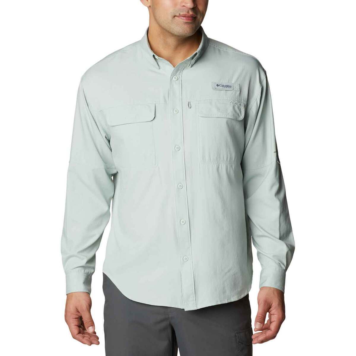Columbia Men's PFG Skiff Guide Woven Long Sleeve Fishing Shirt - Cool Green L by Sportsman's Warehouse