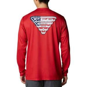 Columbia Men's PFG Terminal Tackle Country Triangle Long Sleeve Shirt - Red  Spark - XL - Red Spark XL