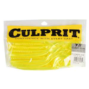 Culprit 7.5-Inch Original Worms - Chartreuse Shad, 7.5in