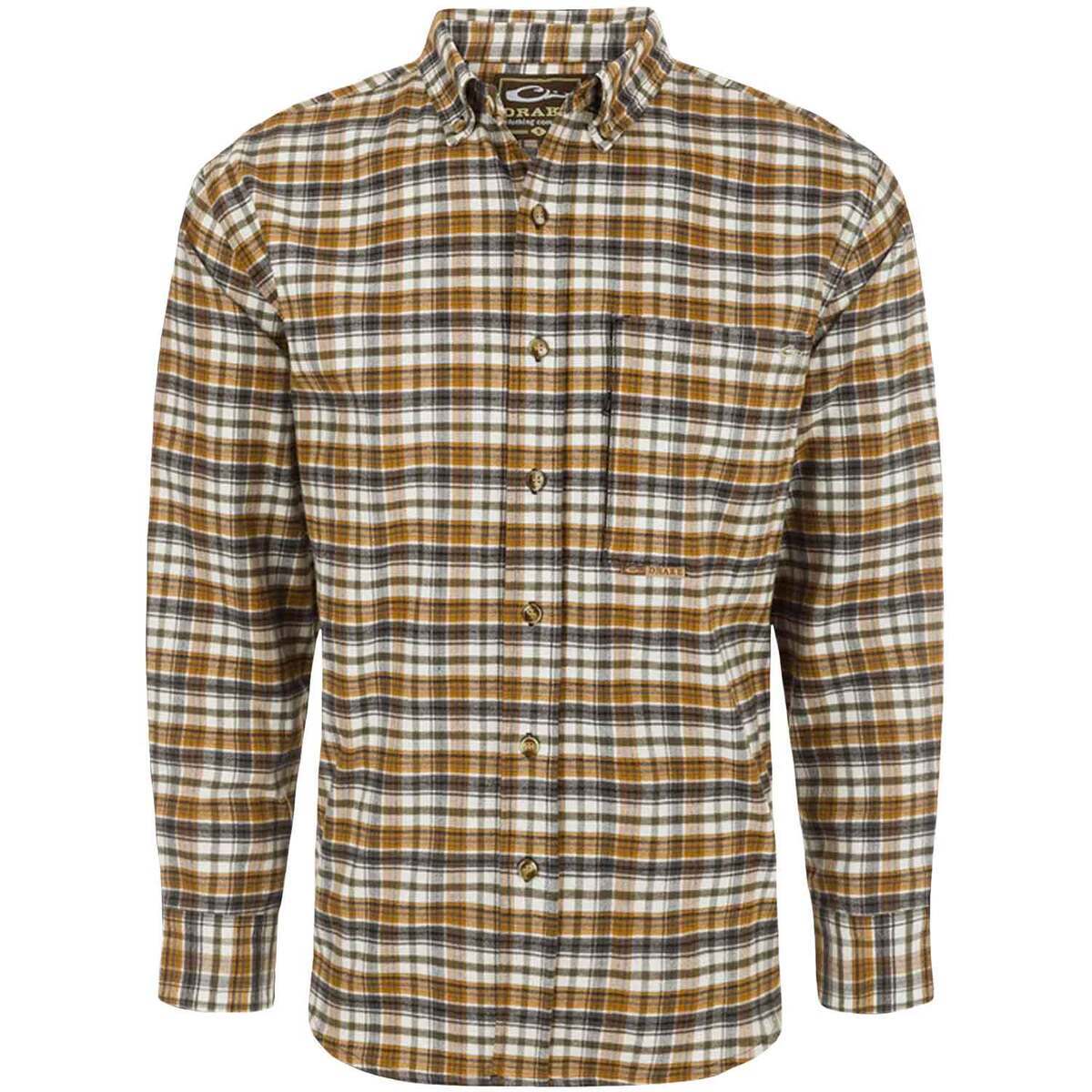 Drake Men's Autumn Brushed Twill Plaid Long Sleeve Casual Shirt ...