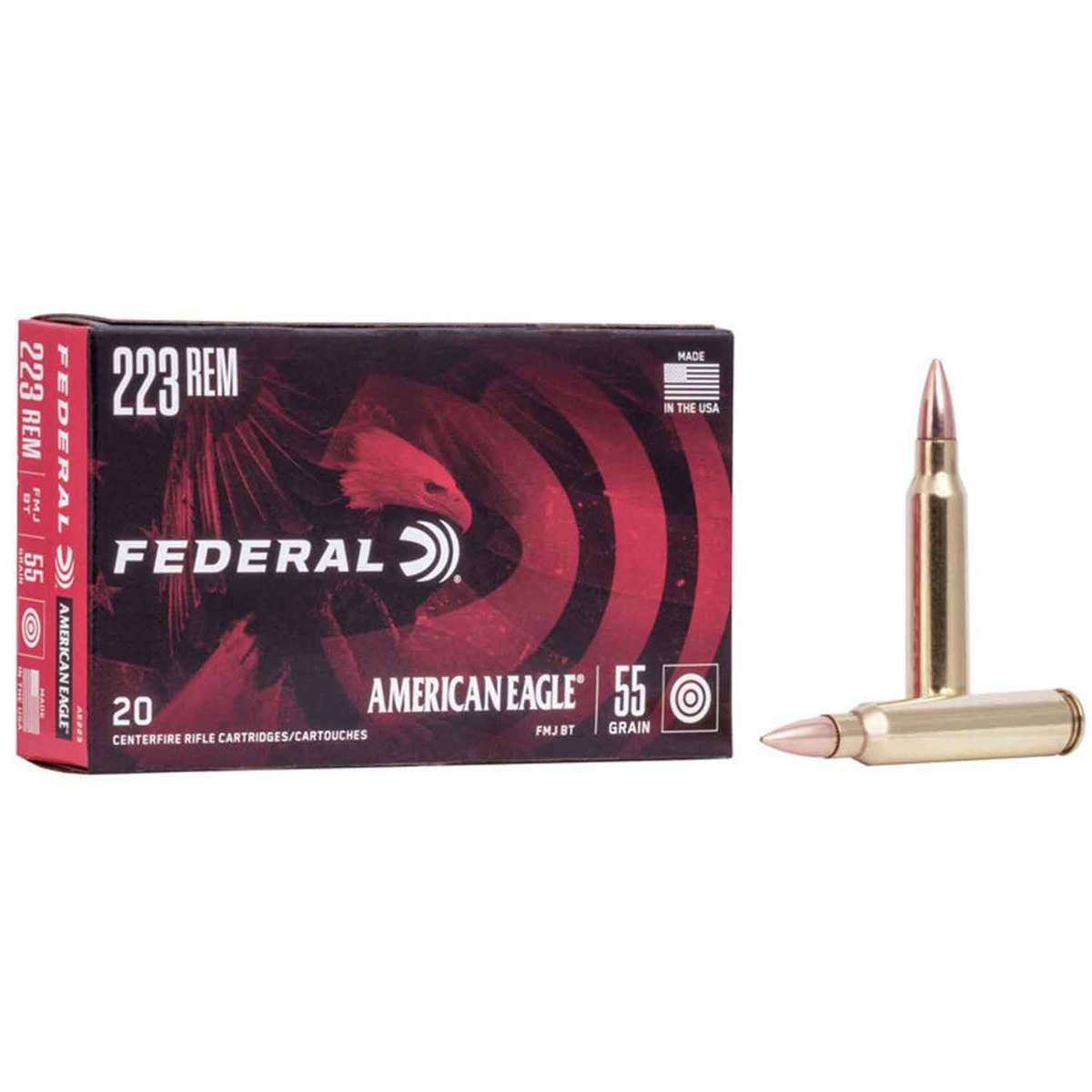 Federal American Eagle 223 Remington 55gr FMJ BT Rifle Ammo - 20 Rounds |  Sportsman's Warehouse