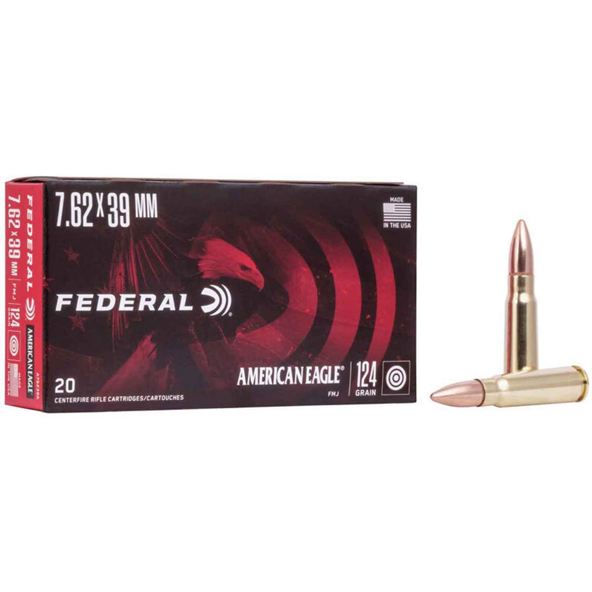 Federal American Eagle 7.62x39mm 124gr FMJ Rifle Ammo 20 Rounds  Sportsman's Warehouse