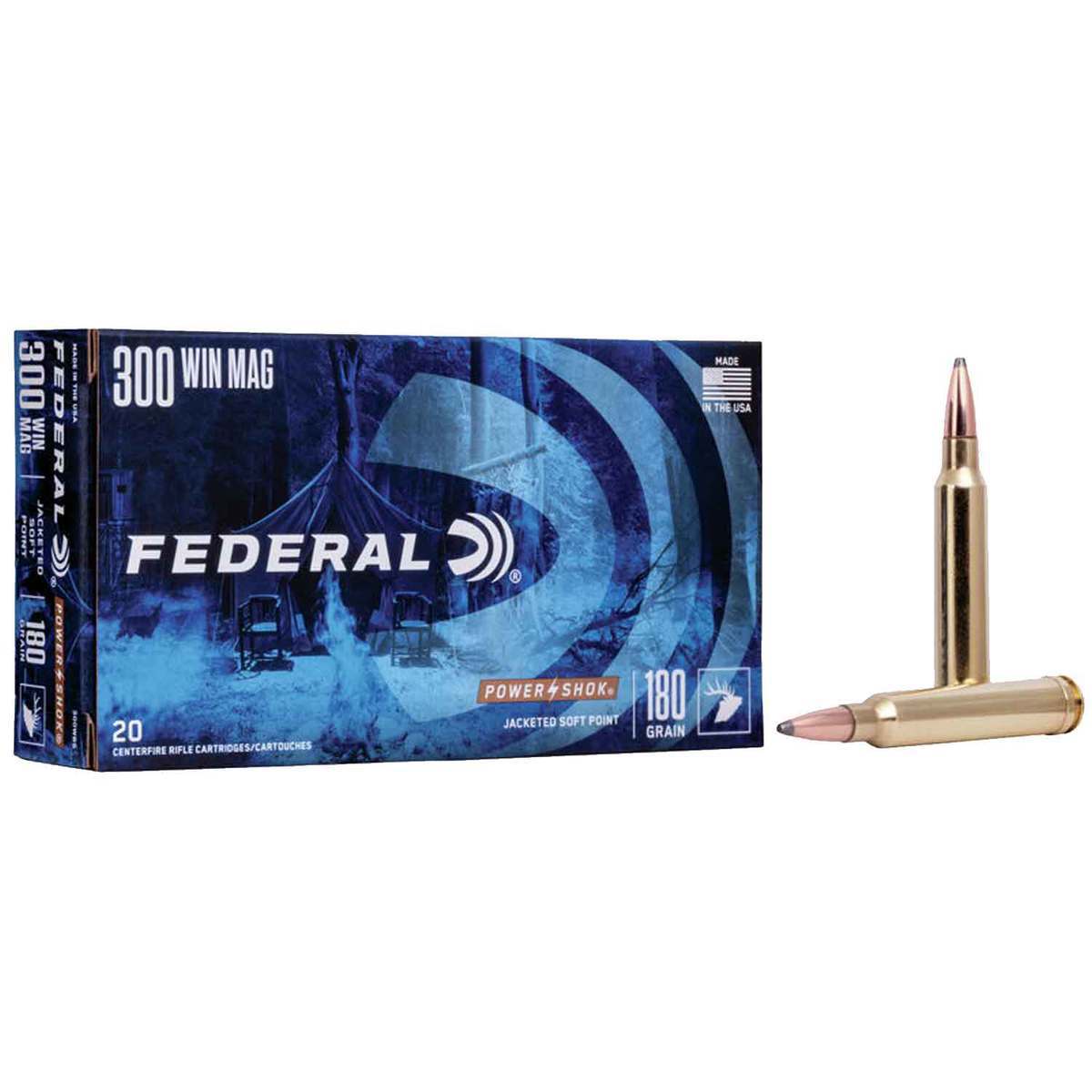 Federal Power-Shok 300 Winchester Magnum 180gr SP Rifle Ammo 20 Rounds  Sportsman's Warehouse