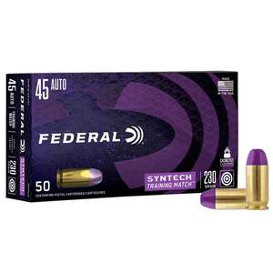 Federal Syntech Training Match 45 Auto (ACP) 230gr SJFN Handgun Ammo ...