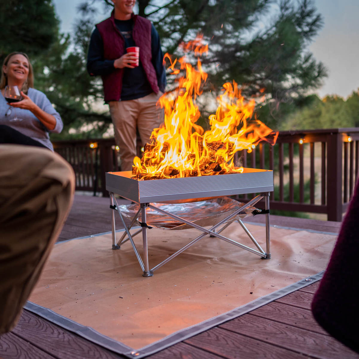 Fireside Outdoor PopUp Pit & Heat Shield Combo Stainless Steel