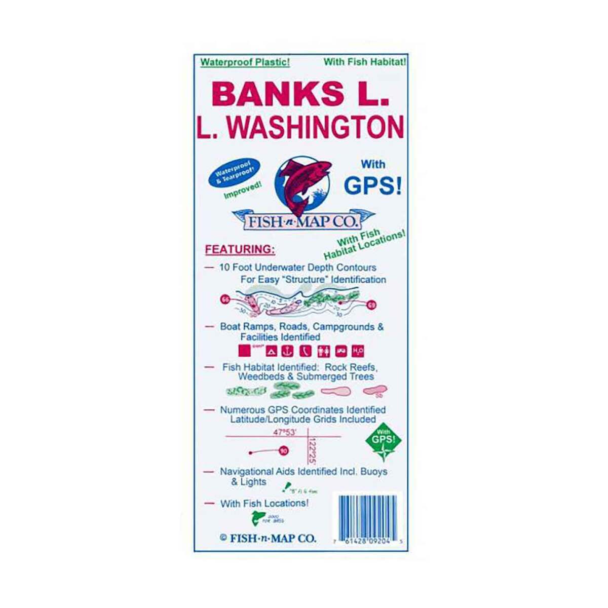 Fish N Map Company Fish-N-Map Company Banks Lake / Lake Washington Map | Sportsman's Warehouse