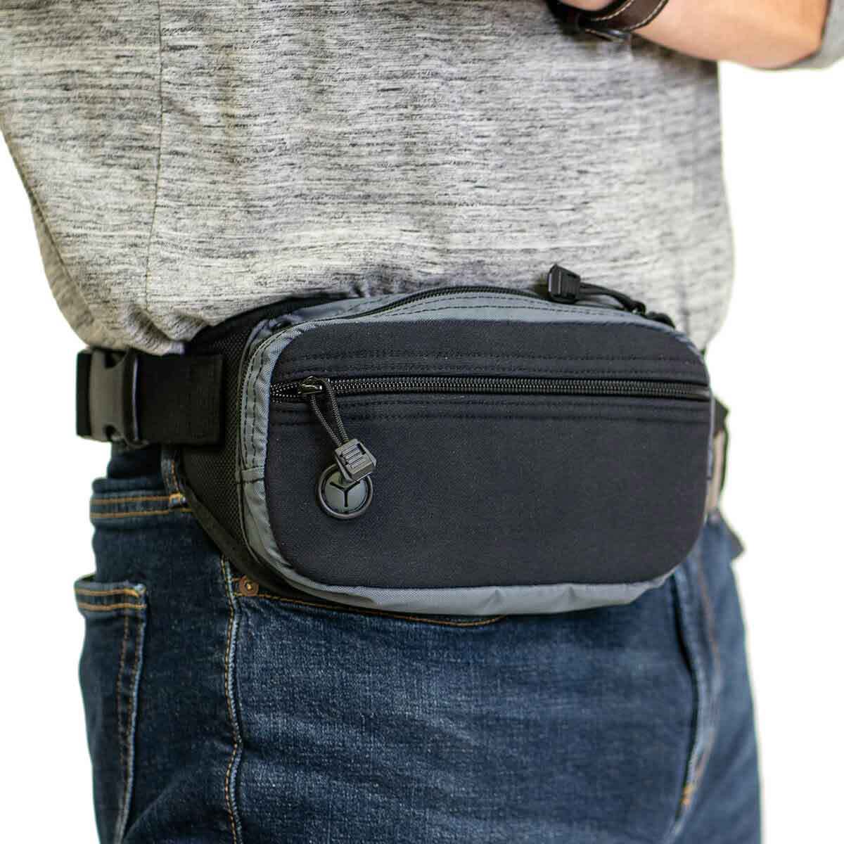 Galco Fastrax PAC Waistpack (Compact) Ambidextrous Holster - Black/Gray ...