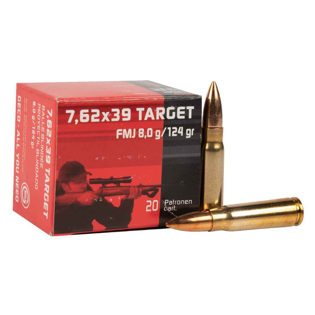Geco Target 7.62x39mm 124gr FMJ Rifle Ammo 20 Rounds Sportsman's  Warehouse