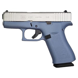Glock 43X 9mm Luger 3.41in Polar Blue/Satin Aluminum Silver Cerakote Pistol - 10+1 Rounds