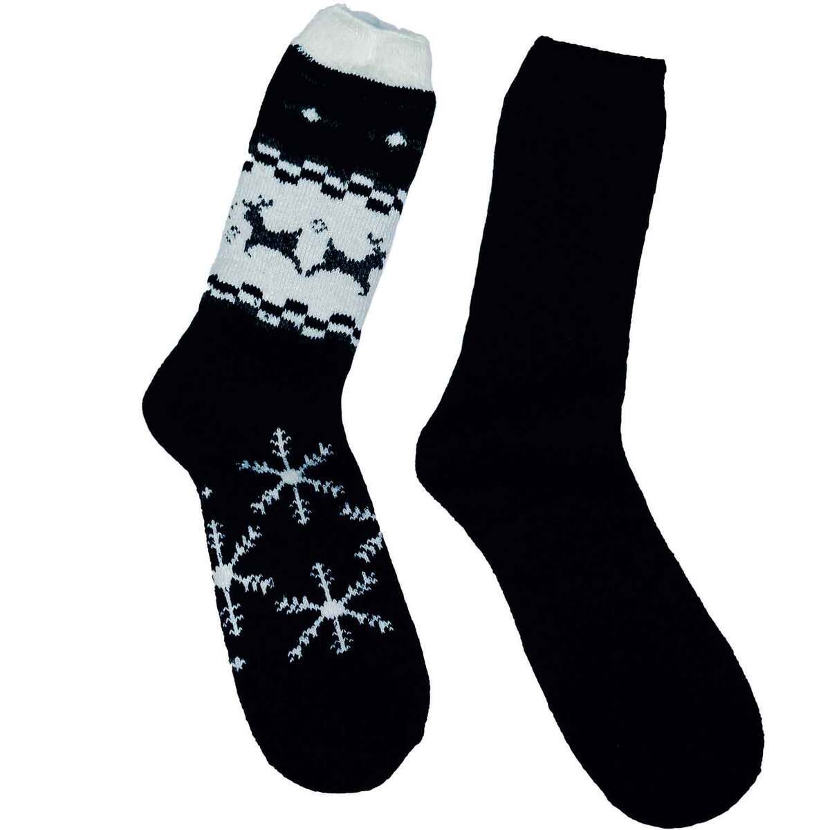 Hot Feet Men's 2-Pack Thermal Mid Calf Socks - Deer Stags - L