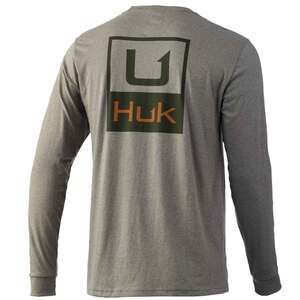 Huk Men's Brand Box Long Sleeve T-Shirt, XL, Moss Heather