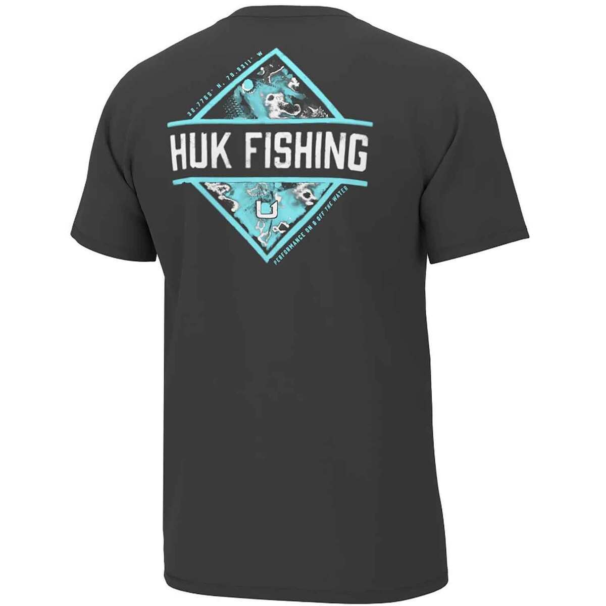 Huk Men's Diamond Flats Short Sleeve Fishing Shirt - Volcanic Ash - 3XL -  Volcanic Ash 3XL