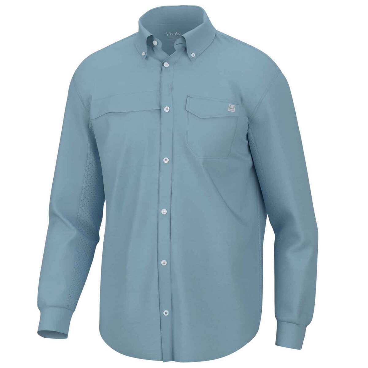 Huk Icon x Pocket Long-Sleeve Shirt - Men's Crystal Blue M