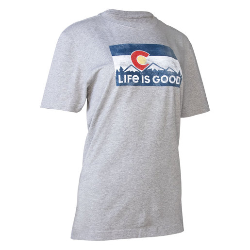 Life is Good Mens Crusher Fishing Graphic T-Shirt, Flag Heather