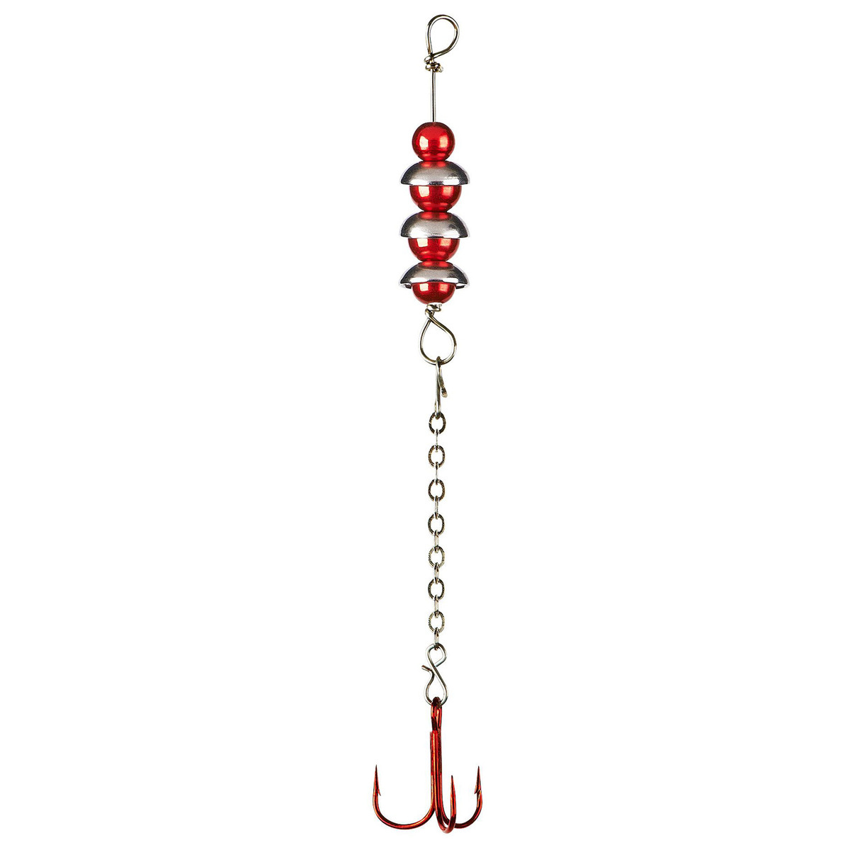 Lindy Perch Talker Ice FIshing Chain Dropper Hook - Metallic Red Chrome,  1/8oz
