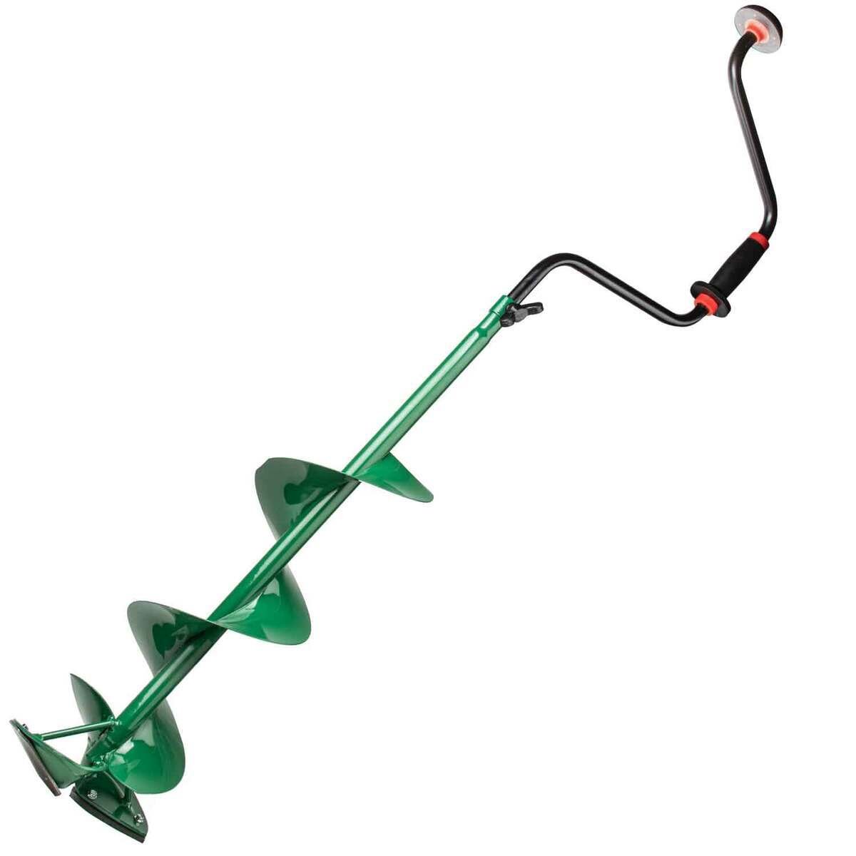 Lost Creek Curved Blade Manual Ice Fishing Auger - Green, 8in