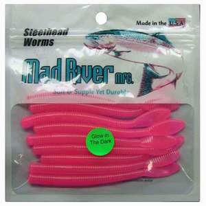 Mad River Scented Steelhead Worms - Glow Pink, 3in