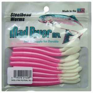 Mad River Scented Steelhead Worms - Pink Pearl/Pearl Tail, 4in