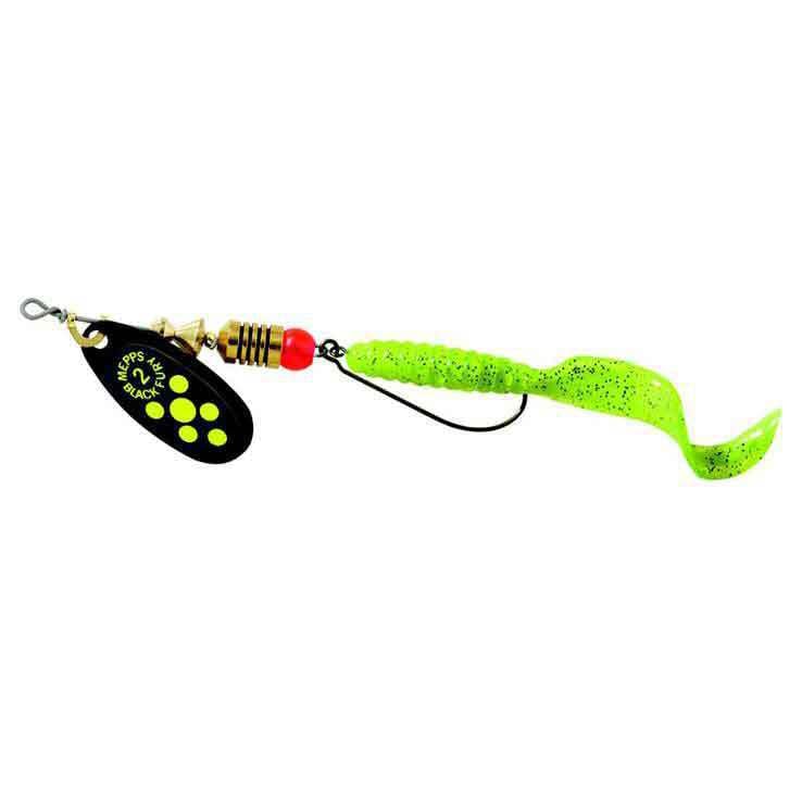 Mepps Lures, Black Fury, Gold Chartreuse Dots
