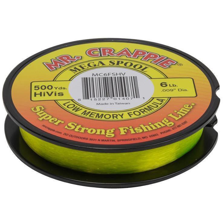 Mr. Crappie Mega Spool Monofilament Line HiVis Yellow Sportsman's