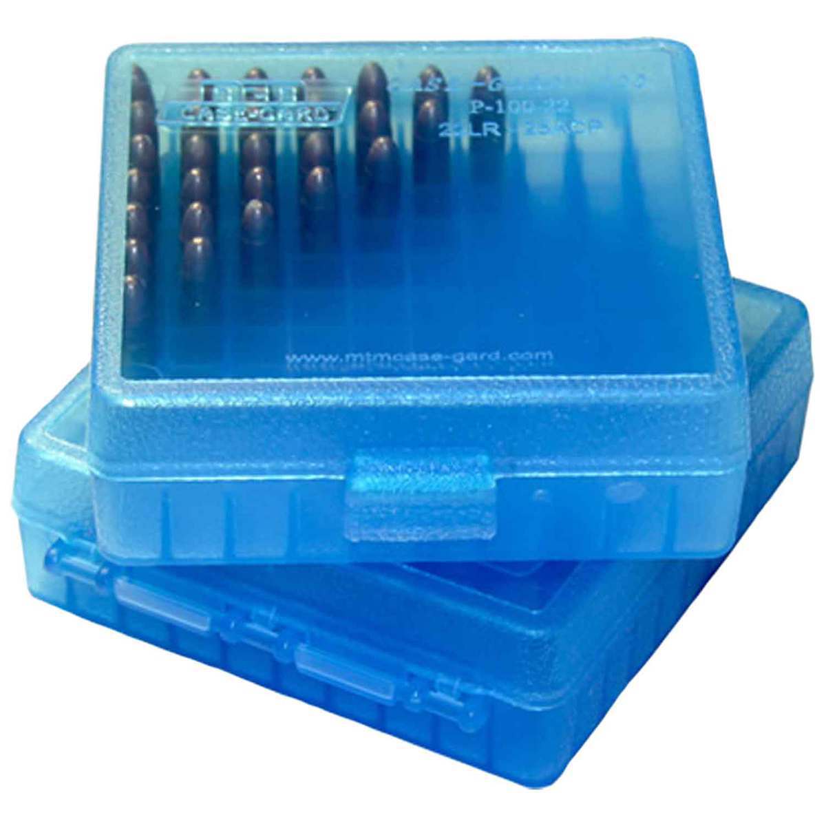  MTM 100 Round Flip-Top Ammo Box 38/357 Cal (Clear Blue) :  Sports & Outdoors