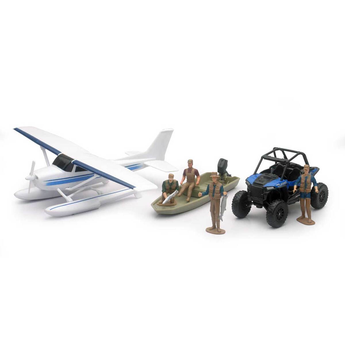 NewRay Toy Wild Hunting & Fishing Figure Sets - ATVs, Boat, Animals, Bows &  Guns