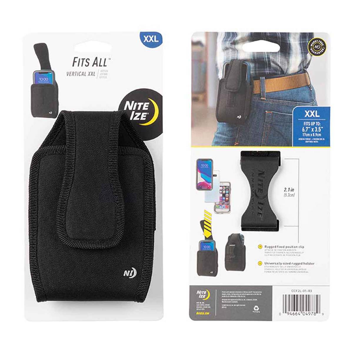 Nite Ize - Fits All Horizontal/Vertical Holster for XL/XXL Phones - Black