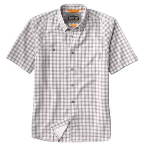 Orvis Men's Tech Chambray Plaid Short Sleeve Work Shirt