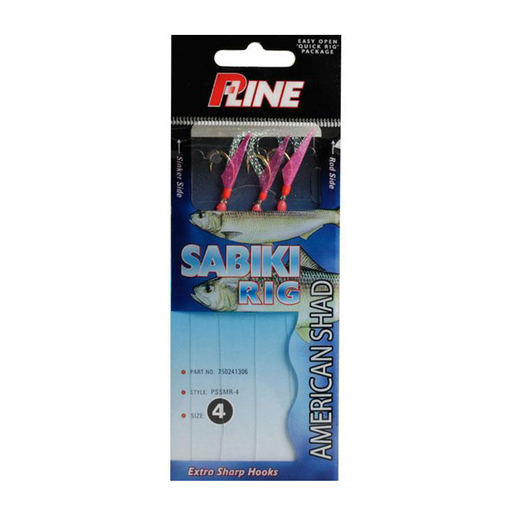 P-Line Three-Hook American Shad Sabiki Rig - Chartreuse