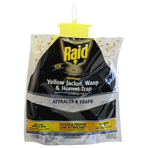 Raid Yellow Jacket, Wasp, & Hornet Trap, Disposable Plastic Trap with Lure, 6 Pack, Clear